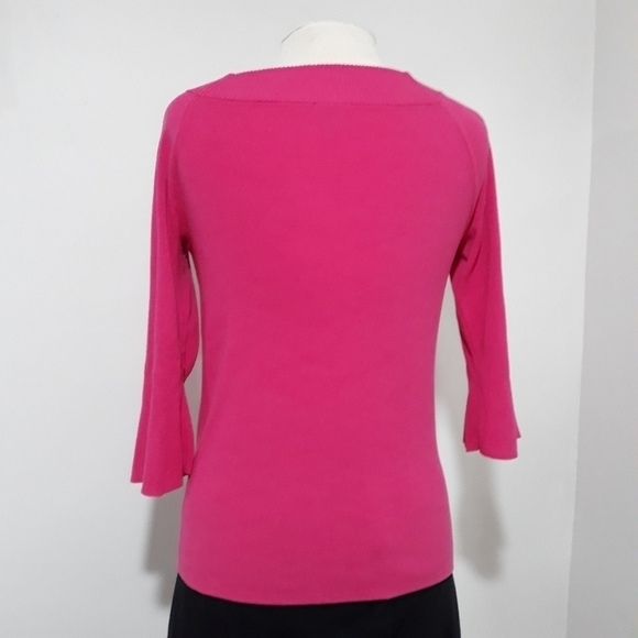 Talbots knit 3/4 sleeve fuchsia Top size small - Picture 5 of 9